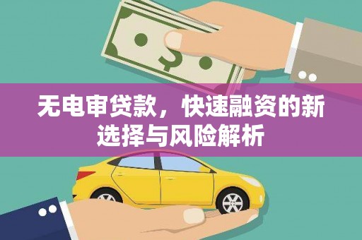 台湾无电审贷款，快速融资的新选择与风险解析